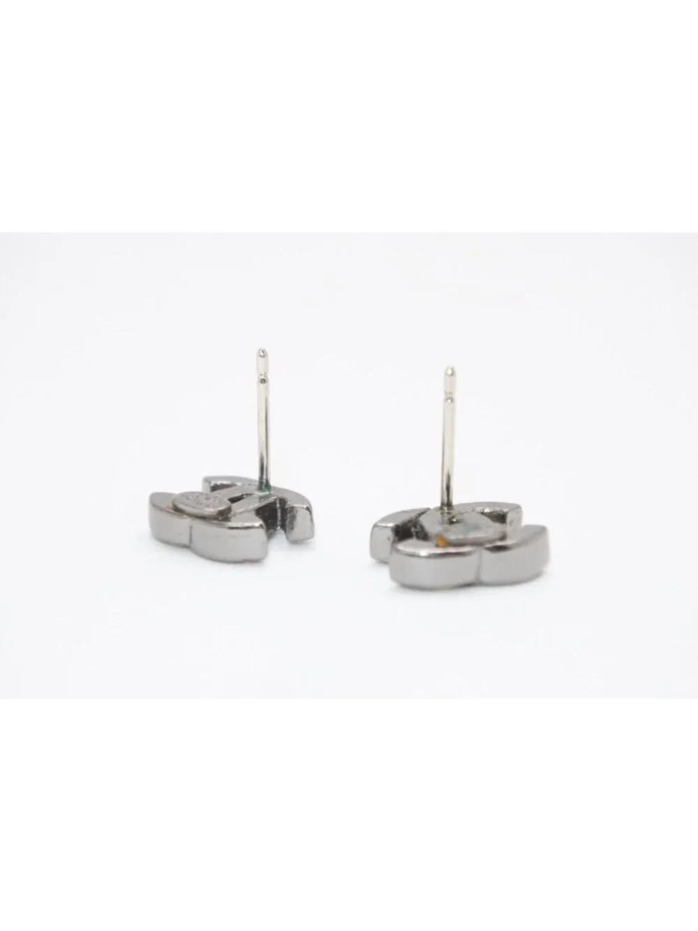 Chanel CC Logo Earrings 05 Color Stone Metal Silver